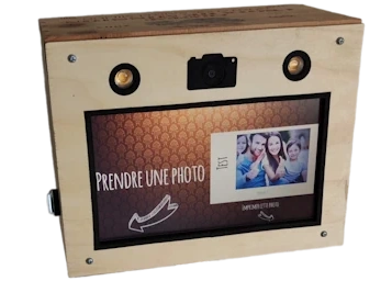 Photobooth dans une caisse de vin